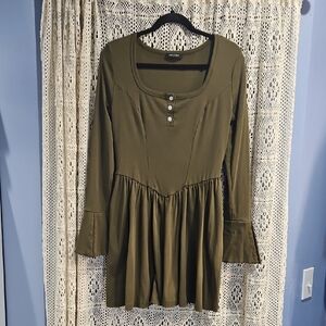 Olive Green Long Sleeve Dress